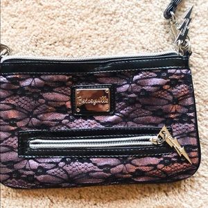 NWOT Betsey Johnson Purple and Lace Cross-Body Bag